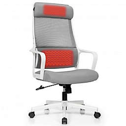 Costway Adjustable Mesh Office Chair with Heating Support Headrest-Gray