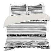 Ninety Six Kingham Contemporary Boho Grey Stripes Duvet Cover Set King (104"x92") with Pillow Sham