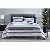 The Nesting Company Cedar 7 Piece Bed in a Bag Comforter Ultra Comfortable and Modern Set  With 1 Reversible Comforter, 2 Shams, 1 Flat Sheet, 1 Fitted Sheet, 2 Pillow Cases - King - Gray & Navy