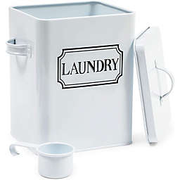 Farmlyn Creek Laundry Detergent Storage Container, White Canister with Scoop (7.3 x 9.2 x 6.3 In)