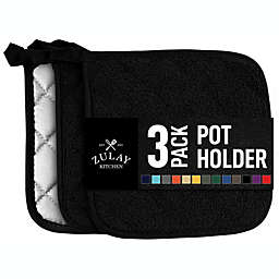 Zulay Kitchen Pot Holder 3 Pack 7x7 inch - Black