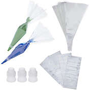 Okuna Outpost Disposable Piping Bags with Couplers, Baking Supplies (6.7 x 12 In, 203 Pieces)