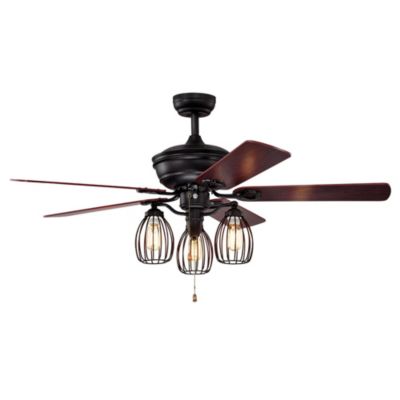 Gymax 52&#39;&#39; Ceiling Fan w/ Lights 5 Reversible Blades 3 Lights Retro Ceiling Fan