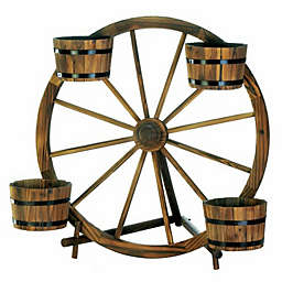 Summerfield Terrace Home Decorative Wagon Wheel Barrel Planter Display