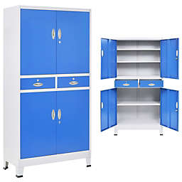vidaXL Office Cabinet with 4 Doors Metal 35.4