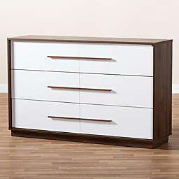 Baxton Studio Baxton Studio Mette Mid-Century Modern White and Walnut Finished 6-Drawer Wood Dresser
