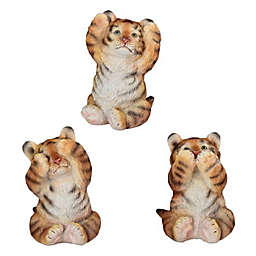 FC Design 3-Piece Hear See Speak No Evil Orange Bengal Tiger Statue Animal Home Decoration 3