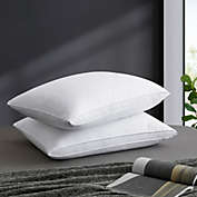 Unikome 2 Pack Medium Soft Goose Down and Feather Gusseted Bed Pillows in White, Queen
