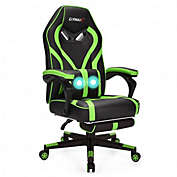 Costway Computer Massage Gaming Recliner Chair with Footrest-Green