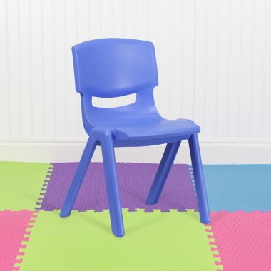 Flash Furniture Whitney 5 Pack Blue Plastic Stackable School Chair with 15.5'' Seat Height. View a larger version of this product image.