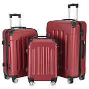 Infinity Merch 3 Pieces Travel Luggage Set Red