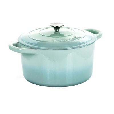 Crock-Pot Artisan 2 Piece 7 Quarts Enameled Cast Iron Dutch Oven in Aqua Blue