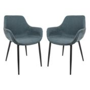 LeisureMod Markley Modern Leather Dining Arm Chair With Metal Legs Set of 4