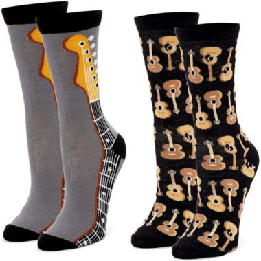 Zodaca Guitar Crew Socks for Men and Women, Novelty Sock Set (One Size, 2 Pairs). View a larger version of this product image.