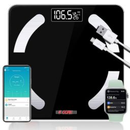 5 Core Rechargeable Smart Digital Bathroom Weighing Scale with Body Fat and Water Weight for People, Bluetooth BMI Electronic Body Analyzer Machine, 400 lbs.BBS 03 R BLK