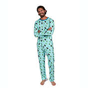 Leveret Men&#39;s Two Piece Cotton Loose Fit Pajamas Dinosaur Blue