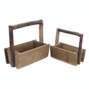 Cheungs Home Decorative Set of 2 Wooden Storage with wooden Handle