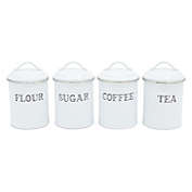 Farmlyn Creek Farmhouse Canister Set, White Metal Kitchen Containers with Lids (4 x 6.3 In, 4 Pack)