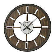 Seiko 24" Farmhouse Nari Wooden Wall Clock, Brown