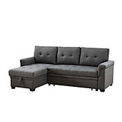 Contemporary Home Living 84" Charcoal Gray Solid Reversible Sleeper L Shape Sectional Sofa with Storage Chaise