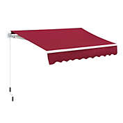 Halifax North America 8&#39; x 7&#39; Patio Manual Retractable Awning Outdoor Patio Sun Shade w/ Crank Handle Deck Window Cover  Wine Red