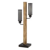 Cal Lighting 60W X 2 Lenox Lantern Style Rubber Wood / Metal Table Lamp With Mesh Metal Shades