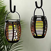 JHY DESIGN Set of 2 Hanging Solar Lantern Outdoor LED Lights Solar Table Lamp