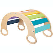 TOOKYLAND Wooden Climbing Arch Rocker - Rainbow Rocking Climber Frame; Montessori Climbing Toy for Toddlers 3 Year Old +