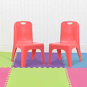 Flash Furniture 2 Pack Red Plastic Stackable School Chair with Carrying Handle and 11&quot; Seat Height
