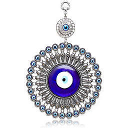 Okuna Outpost Evil Eye Wall Hanging, Turkish Amulet Decoration (Blue Glass, 5 Inches)