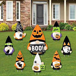 Big Dot of Happiness Halloween Gnomes - Yard Sign and Outdoor Lawn Decorations - Spooky Fall Party Yard Signs - Set of 8