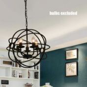 Stock Preferred Metal Orb Round Ceiling Pendant Lamp Black