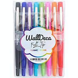 WallDeca Felt Tip Pens, Fine Point (0.5mm), Assorted Colors, 8 Count   Made for Everyday Writing, Journals, Notes and Doodling