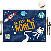 Big Dot of Happiness Blast Off to Outer Space - Party Table Decorations - Rocket Ship Baby Shower or Birthday Party Placemats - Set of 16