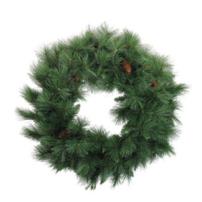 Darice 36" Green Long Needle Pine Artificial Christmas Wreath with Pine Cones - Unlit