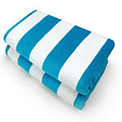 Kaufman 2 Pack Turquoise Joey Velour Cabana Stripe Multicolor Beach Towel