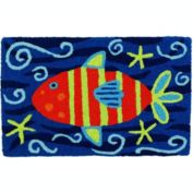Jellybean Decorative Indoor/Outdoor Accent Rug Striped Orange Fish - 20" X 30"