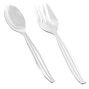 Smarty Had A Party Clear Disposable Plastic Serving Flatware Set (150 Serving Spoons and 150 Serving Forks)