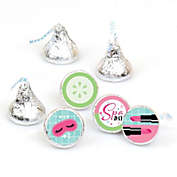 Big Dot of Happiness Spa Day - Girls Makeup Party Round Candy Sticker Favors - Labels Fit Hershey&#39;s Kisses (1 sheet of 108)