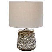 Contemporary Home Living 20" Transitional Ceramic Table Lamp with Gray Round Drum Shade