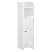 VASAGLE Small Bathroom Storage Corner Floor Cabinet with Doors and Shelves, Toilet Paper Holder Stand, Bathroom Storage Organizer, Narrow Bathroom Towel Toilet Paper Storage Cabinet, White