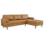Modway Furniture Valour 98" Leather Sectional Sofa, Tan