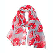 Wrapables Lightweight Poppy Floral Print Long Scarf / Gray