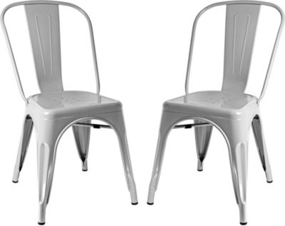 Sunjoy Group Stackable Metal Cafe Chair, Gray (Pack of 2)