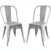 Sunjoy Group Stackable Metal Cafe Chair, Gray (Pack of 2)