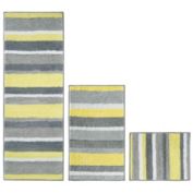 mDesign Striped Microfiber Bathroom Spa Mat Rugs/Runner, Set of 3