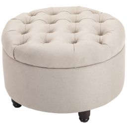HOMCOM Modern Faux Leather Upholstered Rectangular Ottoman Footrest with Padded Foam Seat and Plastic Legs, Bright White