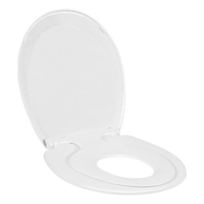Gymax Toddlers & Adult Round Toilet Seat with Built-in Potty Training Seat Slow-Close