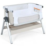 Gymax Baby Bassinet Bedside Sleeper w/Storage Basket & Wheel for Newborn
