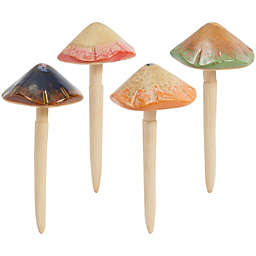 Okuna Outpost Ceramic Mushrooms for Garden with Spring, Earthy Outdoor Yard Decor (12 In, 4 Pieces)